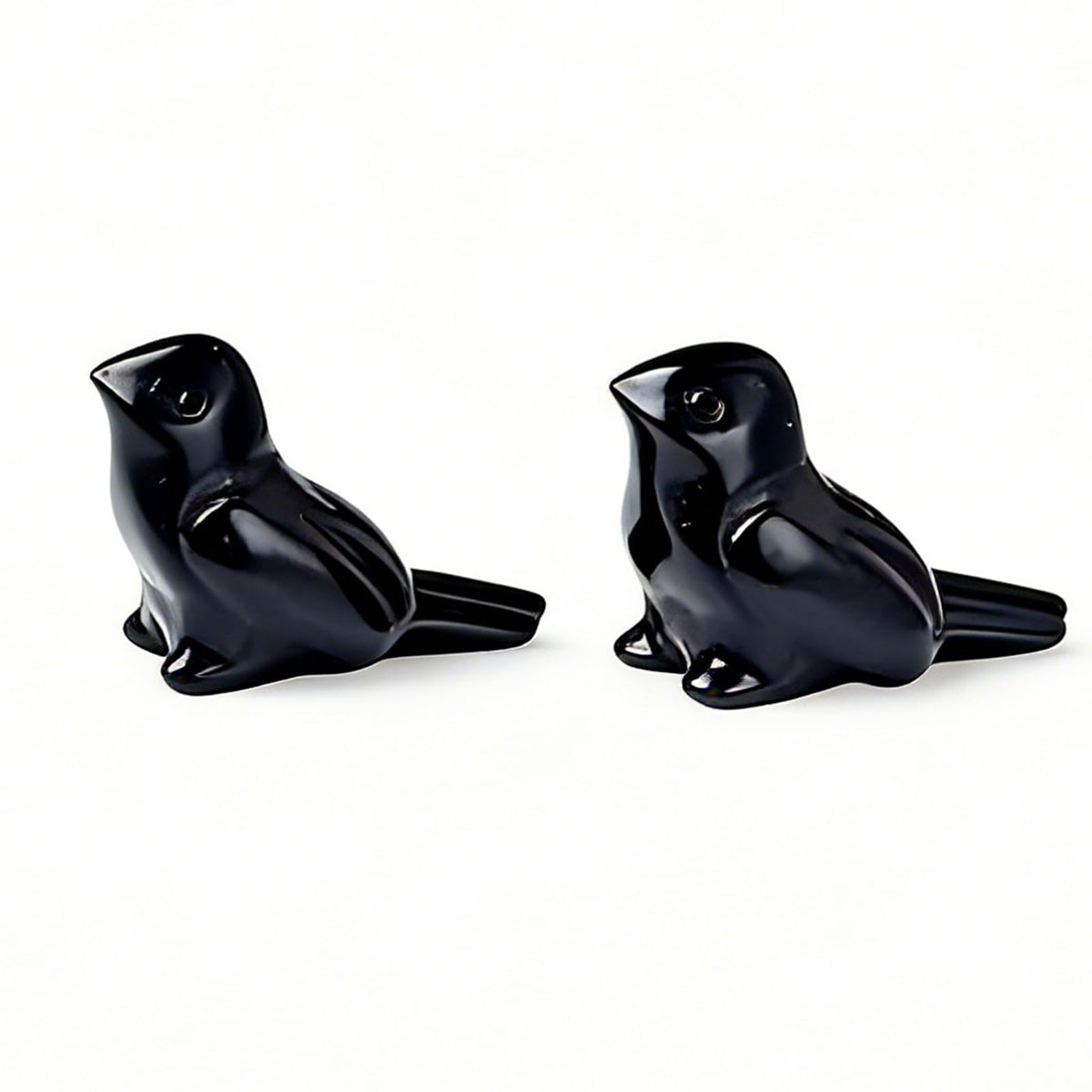 WUYOUSHI 2pcs Crystal Bird Figurines - Obsidian Sculptures Decorative Birds Crystal Animal Statues Home Decor Unique Bird Gifts