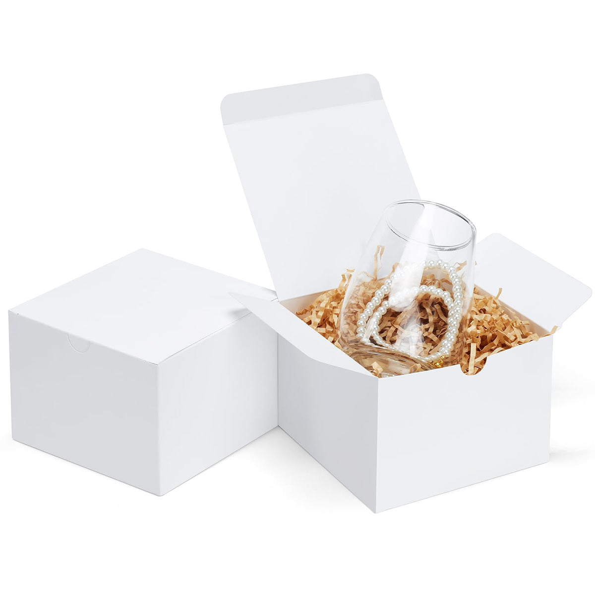 Eupako White Gift Boxes 5x5x3.5 25 Pack Kraft Paper Gift Boxes with Lids for Crafting, Gifts, Wedding, Birthday, Party, Cupcake
