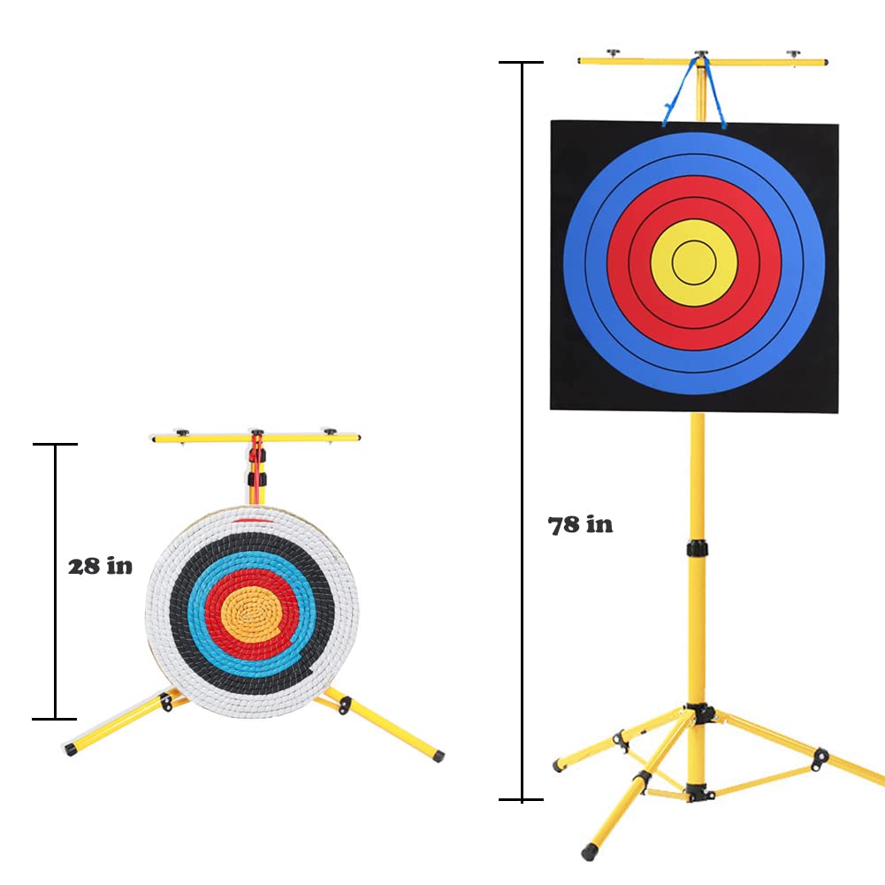 Archery Target Stand for Backyard Targets Shooting Adjustable Foldable Adjustable Hanging Traditional EVA Straw Targets Stand Multi-Application Brackets (Yellow Archery Stand)