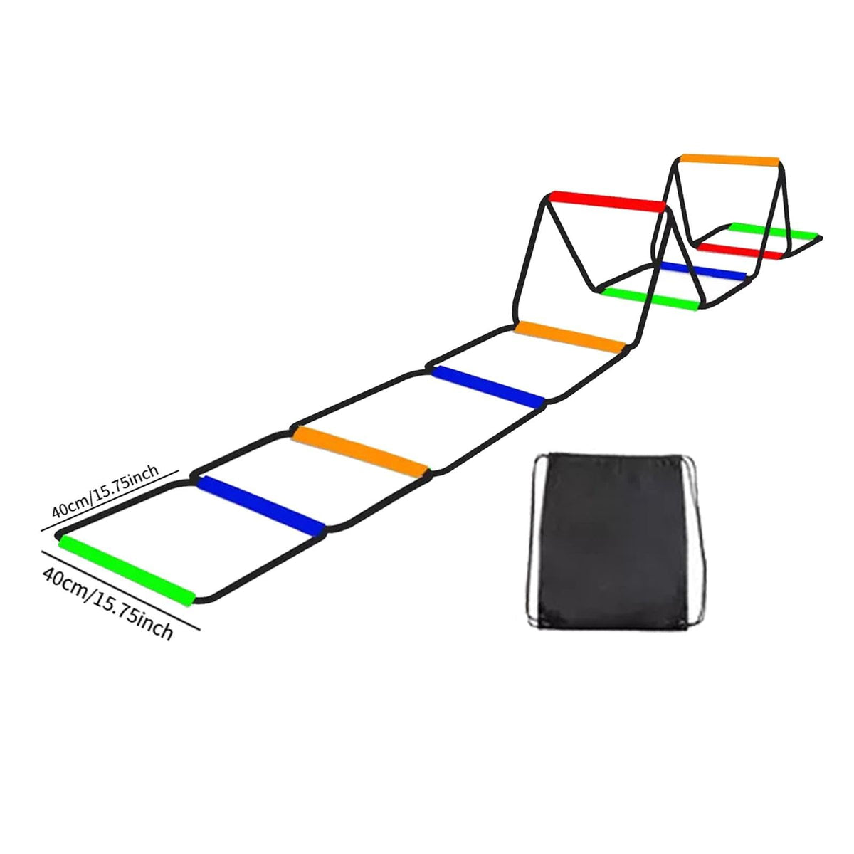 Colaxi Agility Ladder Speed Ladder Workout Improves Coordination Home Gym Outdoor Sports Folding Rugby Multipurpose Fitness Training, 10 Grids with Bag