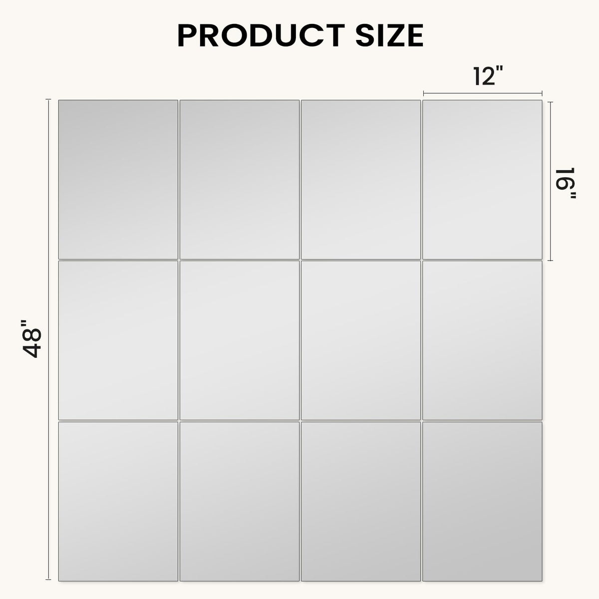 VASUHOME Large Mirror Tiles 16"x12" (12 Pack), Full Length Wall Mirrors for Home Gym, Garage, Bedroom, Living Room, Door – HD Reflection, Easy DIY Installation