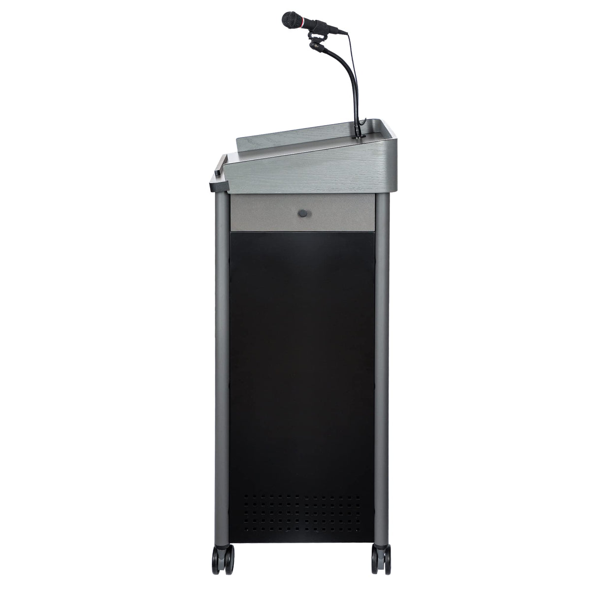 OEF Furnishings CoreSound Media Series Floor-Standing Mobile Lectern (No Microphone, AC Powered, Charcoal Finish)