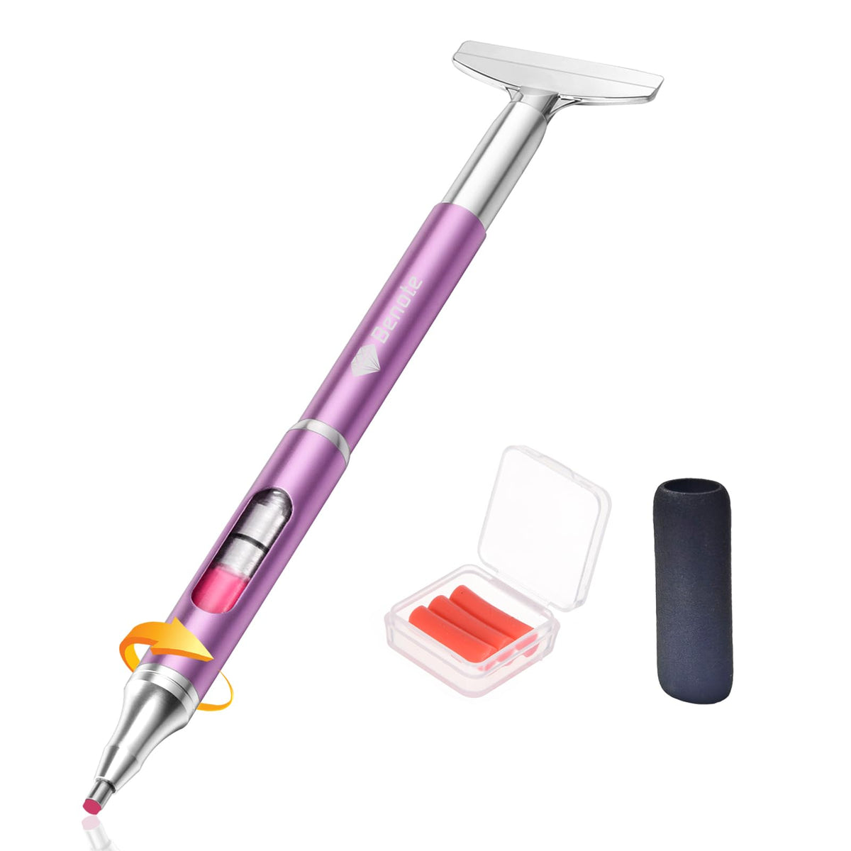 benote Diamond Art Painting Pen Refillable Wax Pen for Diamond Art Kit Accessories Self-Stick Drill Pens with Metal Correction Plate for 5D Craft DIY Nail - B18