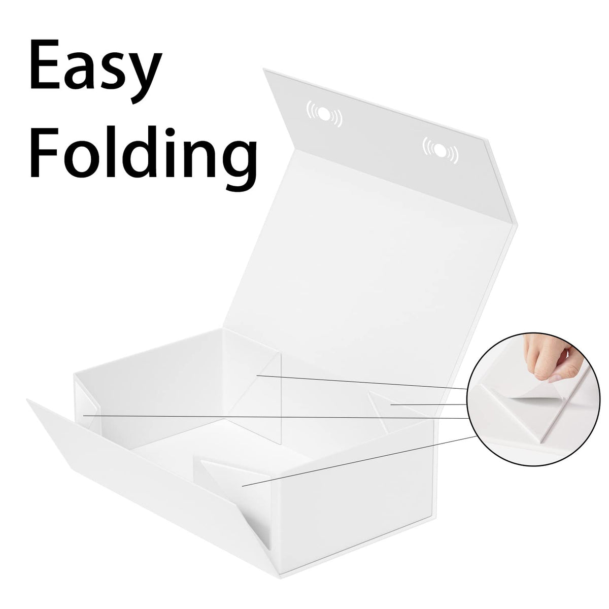 RYDDOY 5 Pack White Gift Box, 9.5x6x3'' Gift boxes for Presents with Lids Magnetic Closure Rectangle Collapsible for Bridesmaid Proposal Box, Wedding, Christmas, Halloween, Birthday Gift Packging