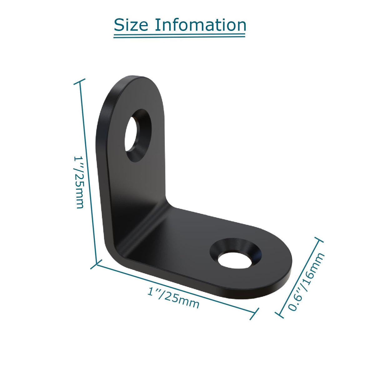 Corner Brace, L Bracket, Corner Brackets of Stainless Steel,Small Angle Support for Home Improvement, Metal Iron Braces for Wood Aufuga (20, Black, 1x1x10.6)