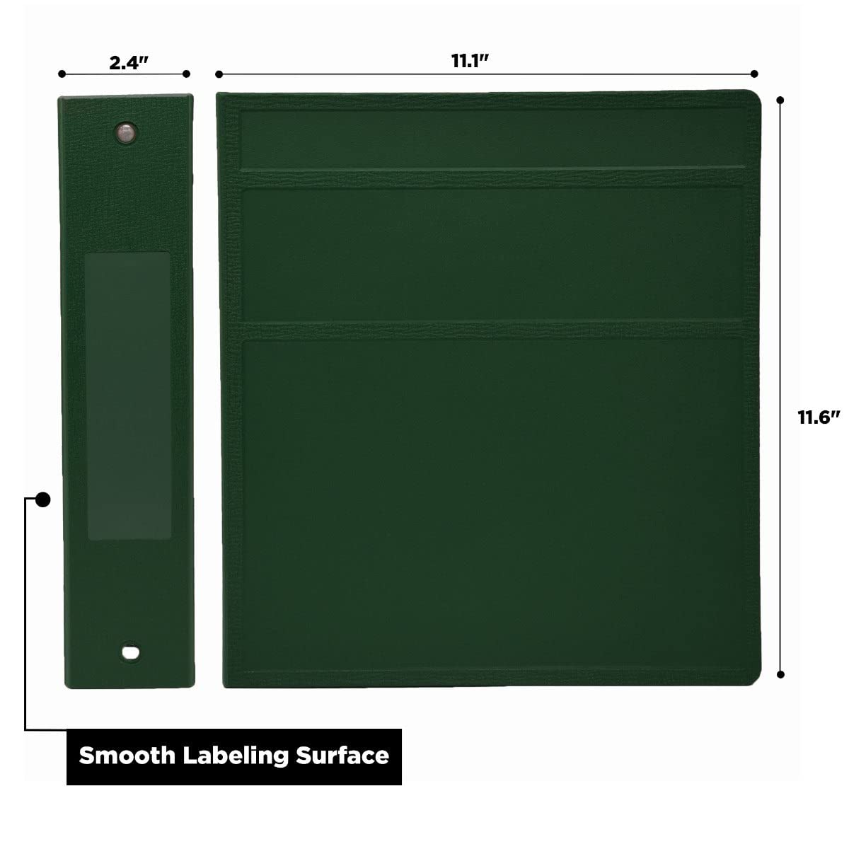Carstens 2-Inch Heavy Duty 3-Ring Binder - Side Opening, Forest Green, Durable Plastic, Precision No-Gap Rings, Waterproof Covers, No Pockets, Holds 300 Letter Sheets, BPA-Free, Made in USA (5820-3R)