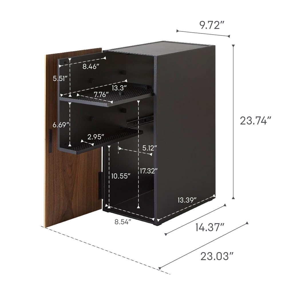 Yamazaki Home Tower Large Capacity Game Console Rack – Organize Controllers, Pull-Out Shelf, Cable Management - Steel
