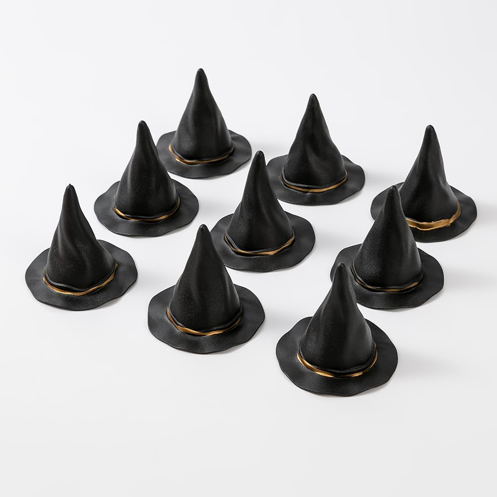 tiecawk 12Pcs Plastic Witch Hats Mini Halloween Witch Hats Wizard Hat for DIY Crafts Bottle Toppers Halloween Party Supplies (Black)