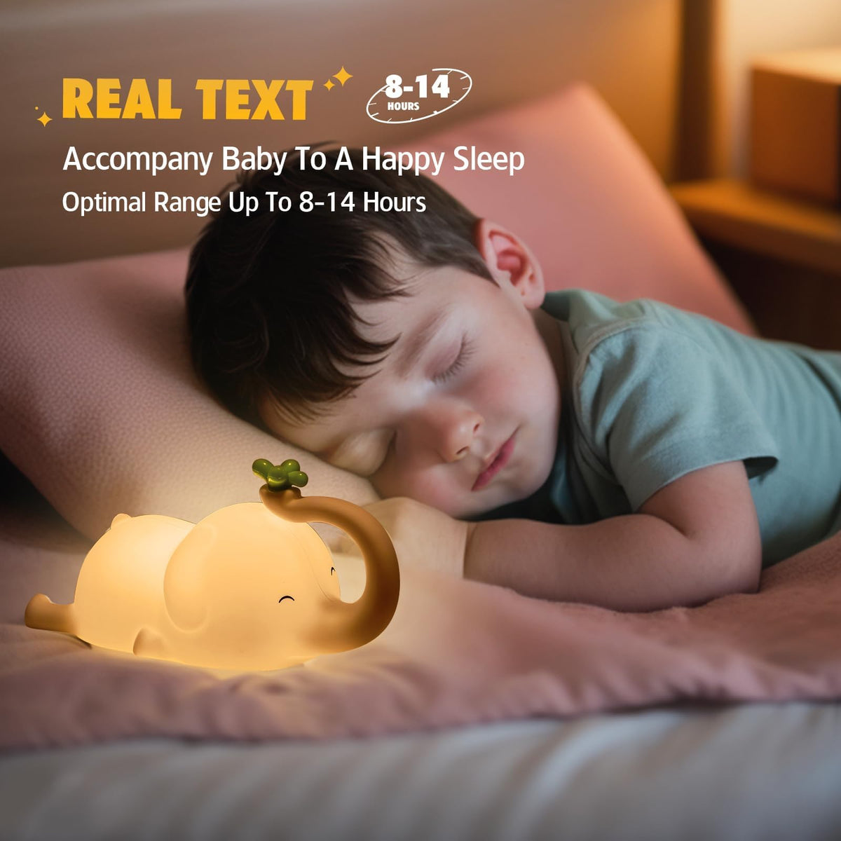 MAGOHMT Silicone Elephant Night Light for Kids - 3-Level Dimmable & Rechargeable LED Lamp, Touch Control Soft Animal Light for Nursery, Baby Room Decor