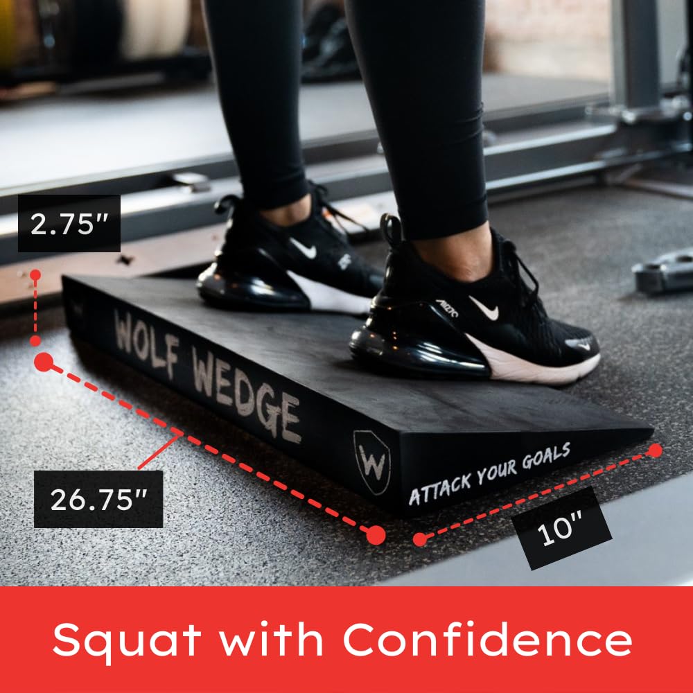 Wolf Strength Squat Wedge Block – Heel Elevated Slant Board for Squats, One-Piece Durable Workout Wedge and Weight Lifting Ramp for Improved Strength, Non-Slip Angled Incline Platform for Mobility