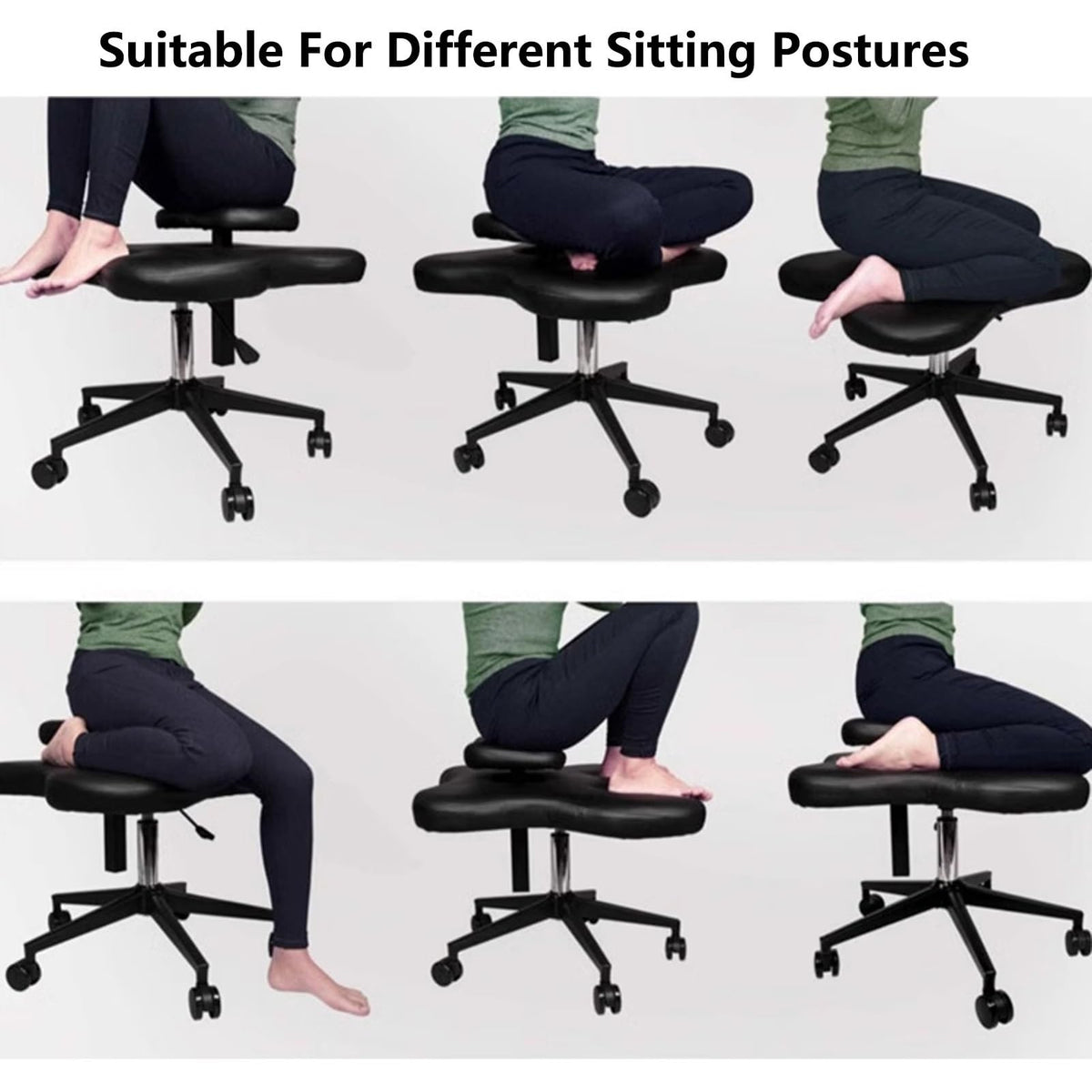 GenSDH Kneeling Office Chair, Ergonomic Posture Chair, Home Office Desk Chair with Brake Casters, Height Adjustable Cross Legged Chair, Meditation Chair, for,Grey-One Size