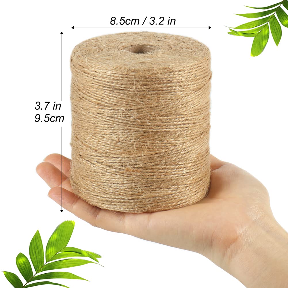 Tenn Well 1500 Feet Natural Jute Twine, 1mm Thin Brown Twine String for Crafts, Crocheting, Gift Wrapping, Gardening and Christmas Decorations