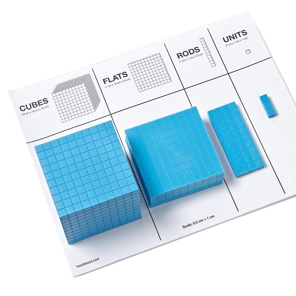hand2mind Blue Plastic Base Ten Blocks Complete Set, Place Value Blocks, Counting Cubes for Kids Math, Base Ten Blocks Classroom Set, Math Blocks Kindergarten, Base 10 Math Manipulatives (Set of 644)