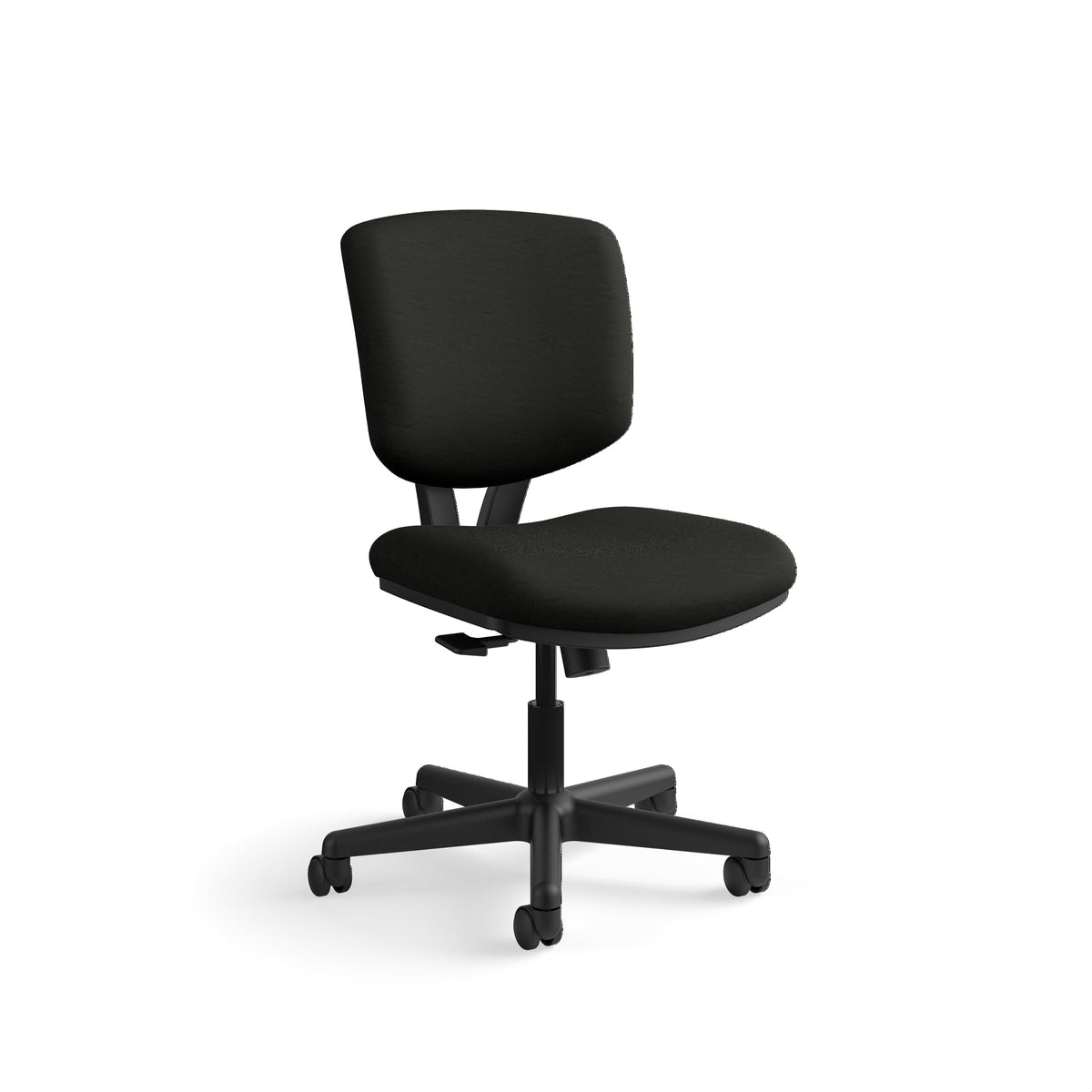 HON Volt Ergonomic Office Chair with Bonded Leather Seat and Back, Armless Desk and Computer Chair with Adjustable Center‑Tilt Recline and Wheels for Home Office or Workstation, Black