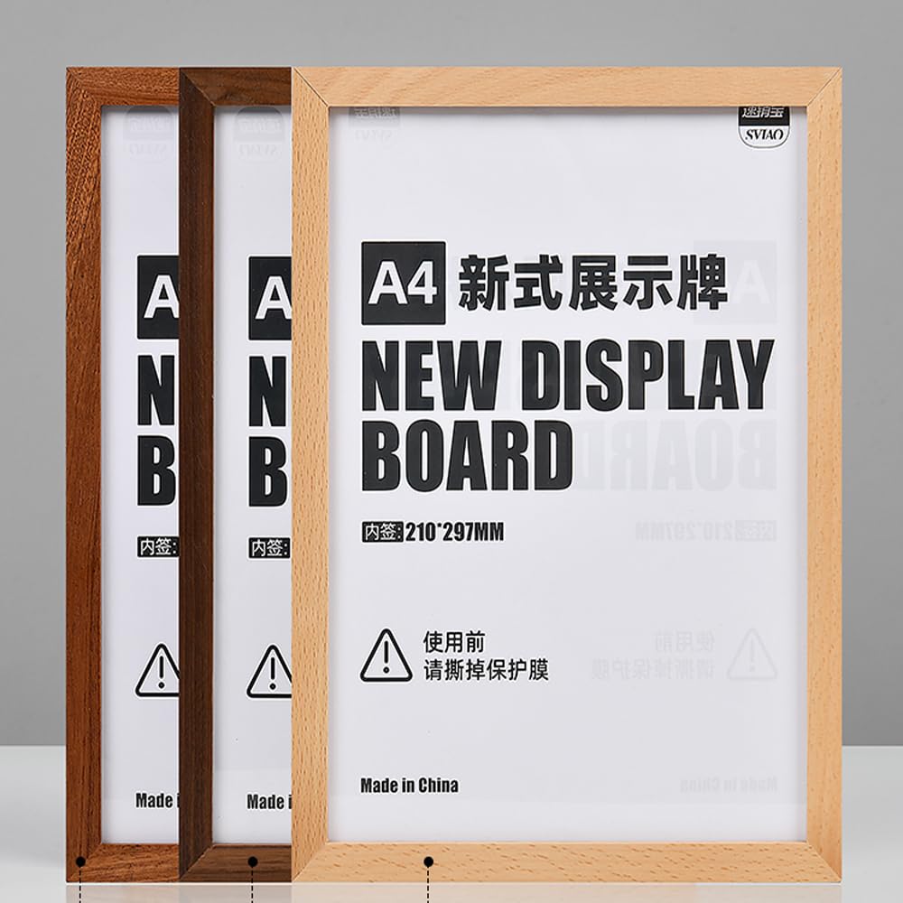 ECKEK Wall Mount Acrylic Sign Holder Self Adhesive Magnetic Display Frame Clear Document Frame for Office, Store, School, Home, Wall Picture Frame (Walnut A3 297×420mm/11.69×16.54inches)