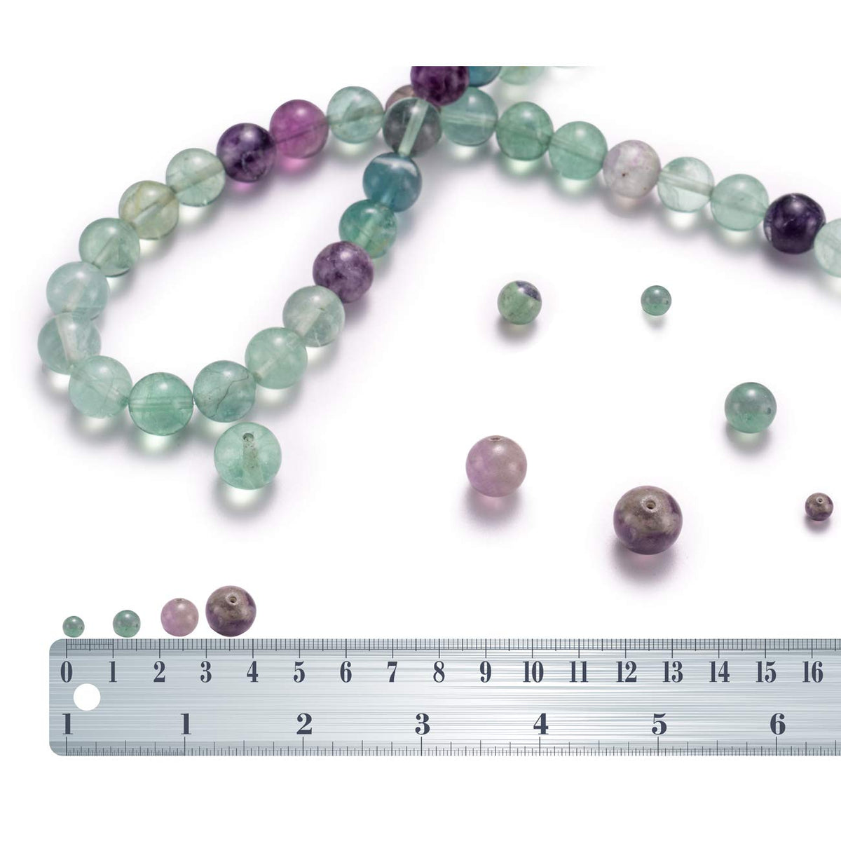 BEADIA Natural Fluorite Stone Round Loose Semi Gemstone Beads for Jewelry Making 8MM 44PCS
