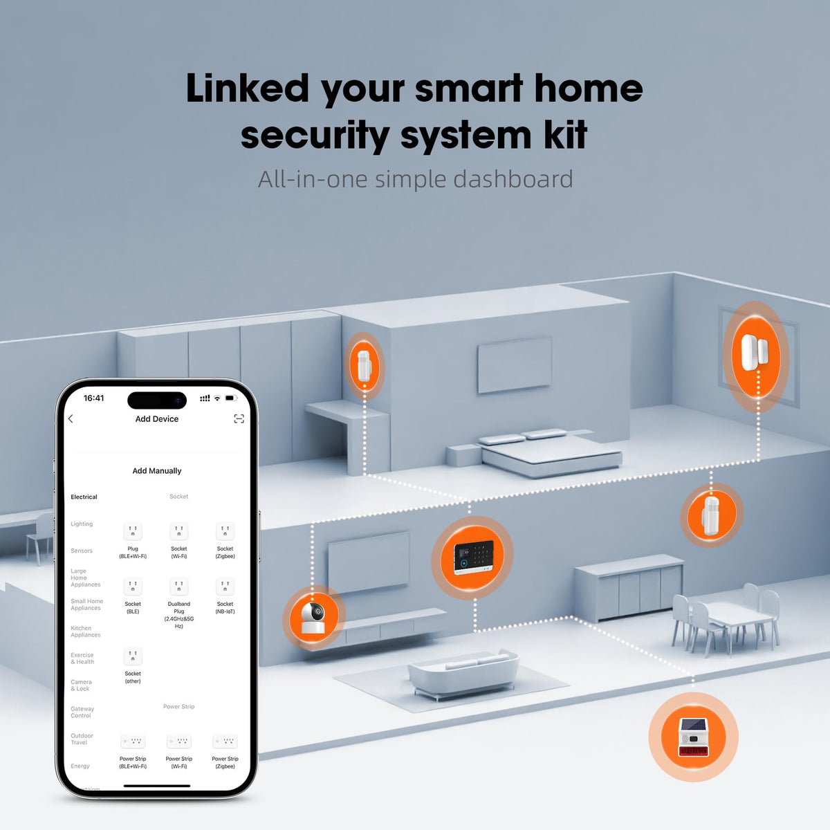 Alarm System for Home Security with Camera, Wireless Security System with 4.3’ Wireless fulltouch Screen Compatible with Alexa and Google for Home, Flat