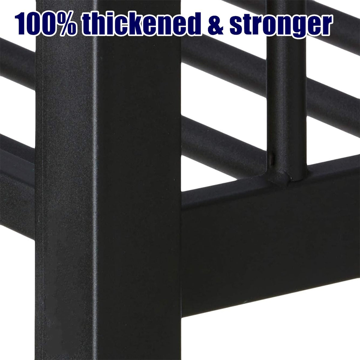QLUSAN Upgraded & Stronger Heavy Duty Metal Bunk Bed Queen Over Queen Size, Safer Thickened More Stable Bunkbed Bunk Bed Frame (Easier to Assemble) (Queen Over Queen-A)