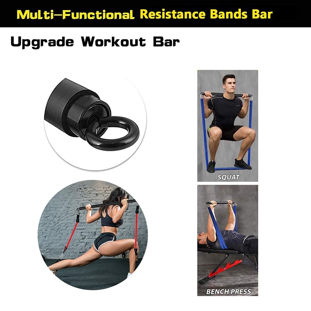OYINDIZ Resistance Band Bar, Home Gym Workout Pilates 38Inch Strength Power Training, Heavy Duty Lifting Squat Fitness Equipment for Core Muscle Exercise
