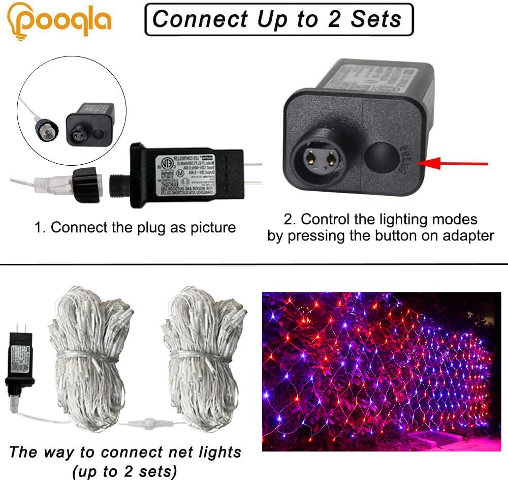 Halloween Net Lights, 510 LED Large Outdoor Net Mesh Lights for Bushes 28x5ft, 8 Modes Waterproof Twinkle String Light Connectable for Hedge Yard Decor, Orange and Purple