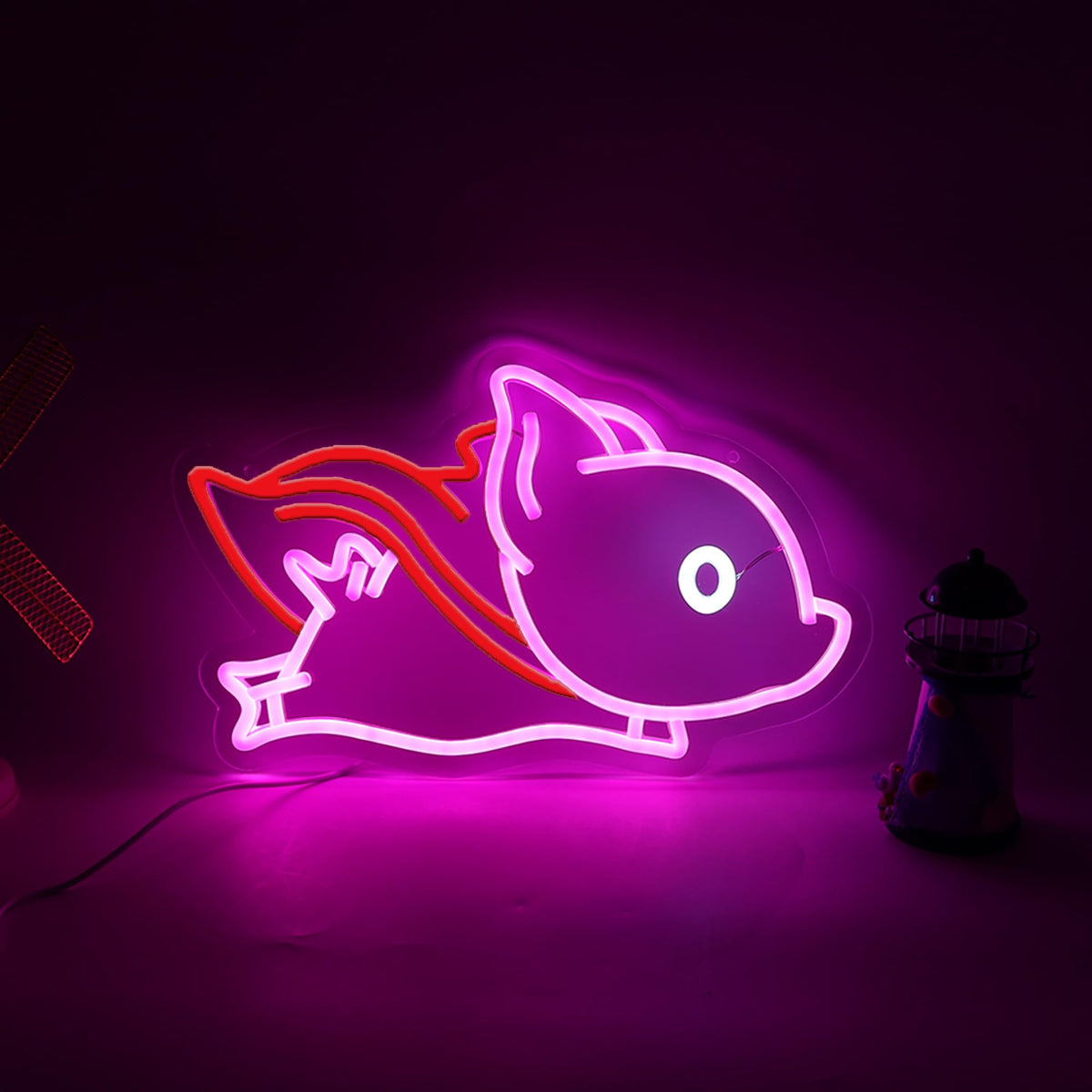 Superhero Cape Fly Pig Neon Sign Neon Pig Light Up Sign For Wall Decor Home Decor Neon Light USB Powered LED Light Up Signs Room Decor