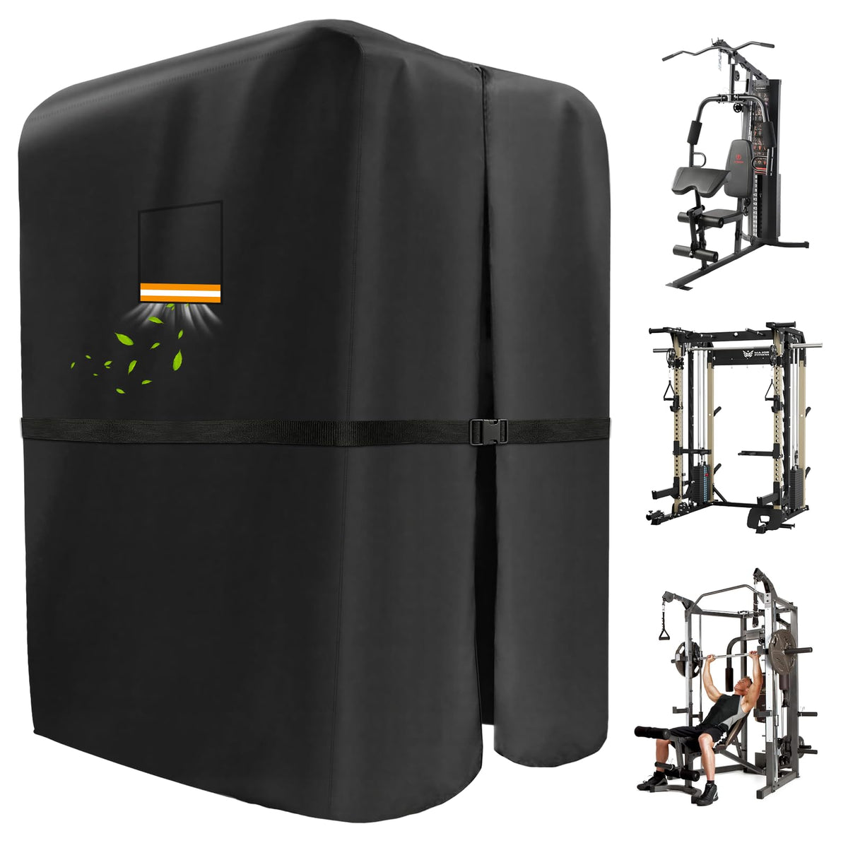 Hicover 600D Gym Rack Cover with Waterproof Zipper, Protective Cover for Squat Rack/Weight Lifting Rack/Home Gym Workout Equipment-Indoor or Outdoor With Air Vent & Reflective strip - 47"L×69"W×84"H