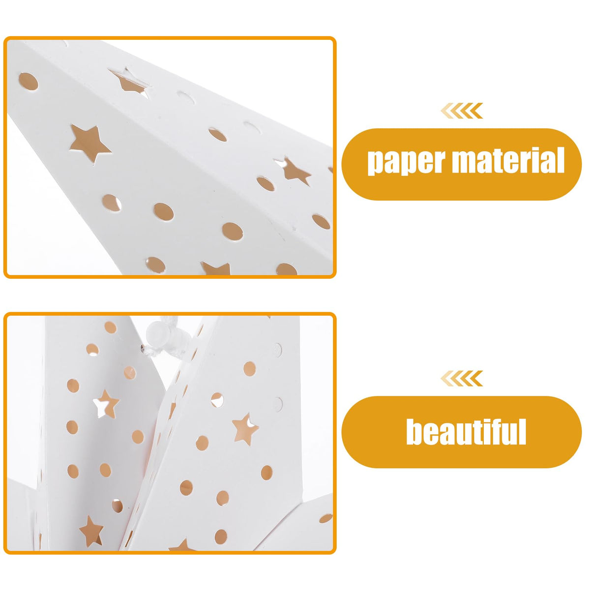 BESPORTBLE 3Pcs White Paper Star Lantern - 35cm Christmas Wedding Party Decor - Hanging Hollow Out Star Paper Lampshade for Holiday New Year Home Decor (Does not Include Lights)