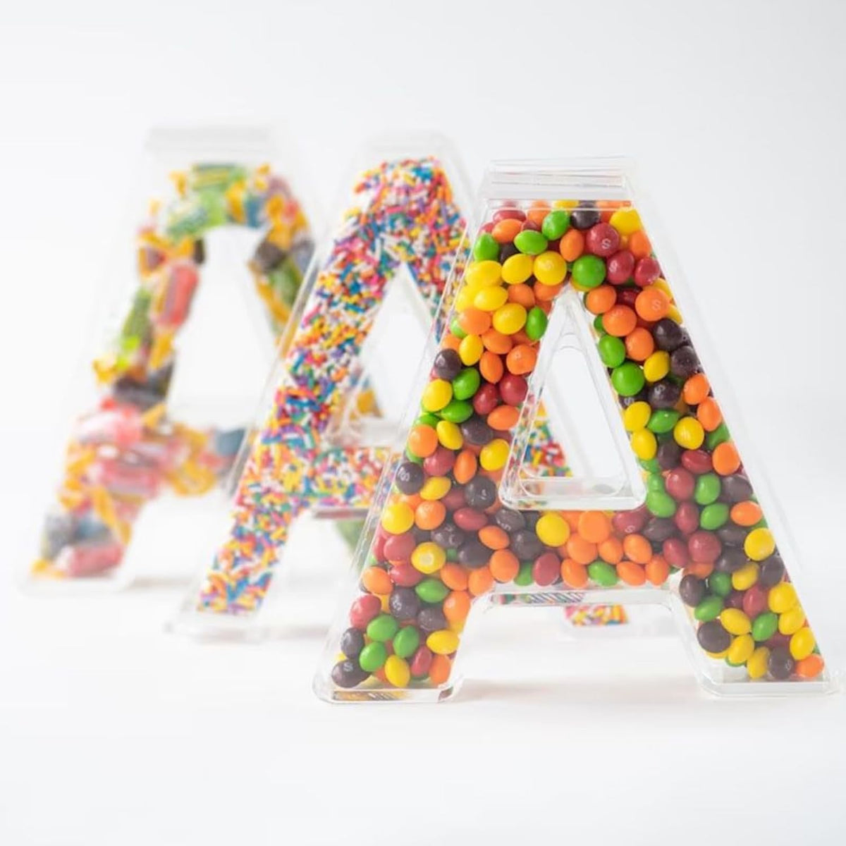OAEUQ 10-Inch Magnetic Alphabet Candy Jar Refillable Fillable Letters For Candy Tray Reusable Lidded Candy Jar Candy Buffet Container Set (E, 1)