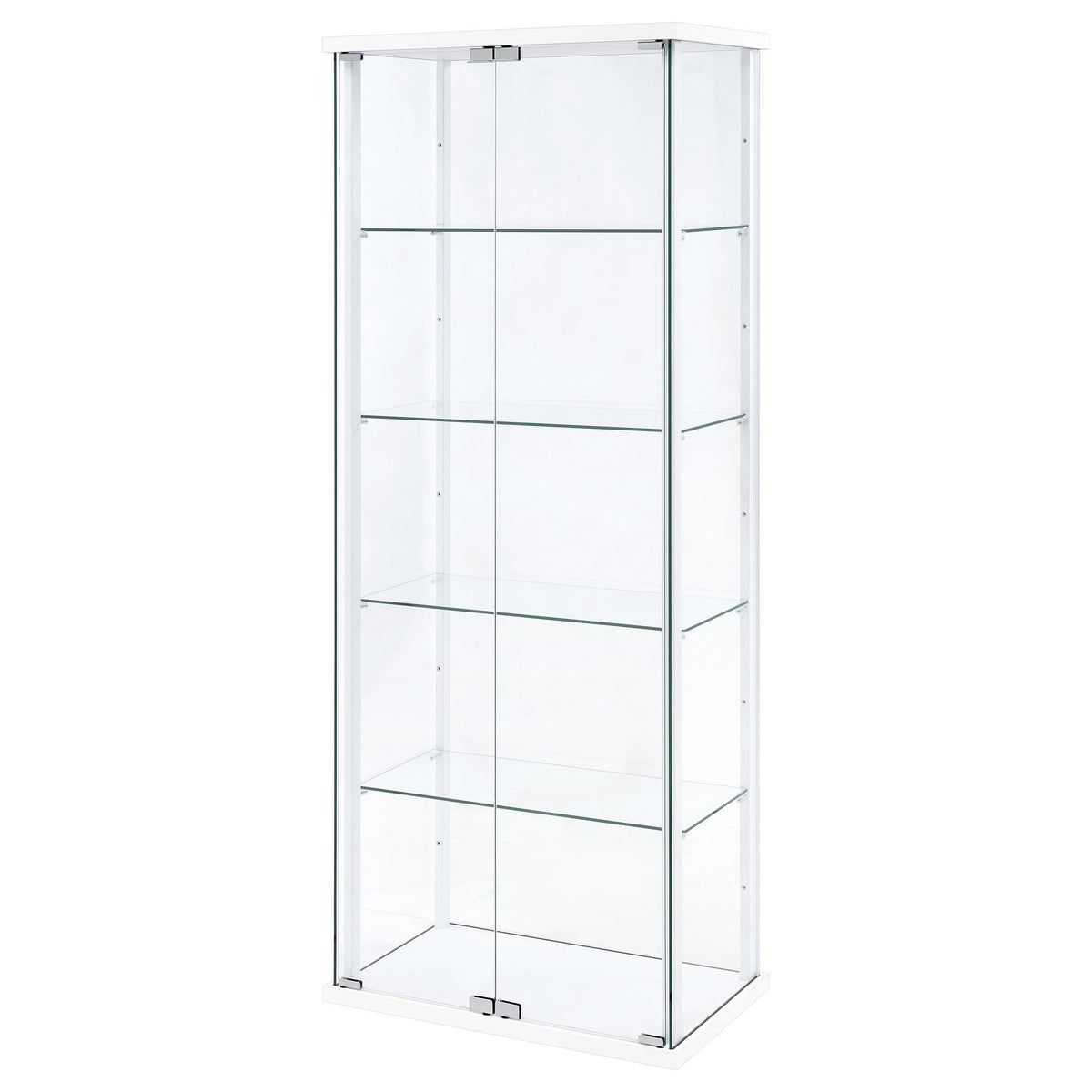 Coaster Home Furnishings - Delphinium - Glass - 4-Shelf Curio Cabinet with Wood Top and Base, Two Doors, and Chrome Hardware - Living Room - 64-Inch - White - 950170WHT