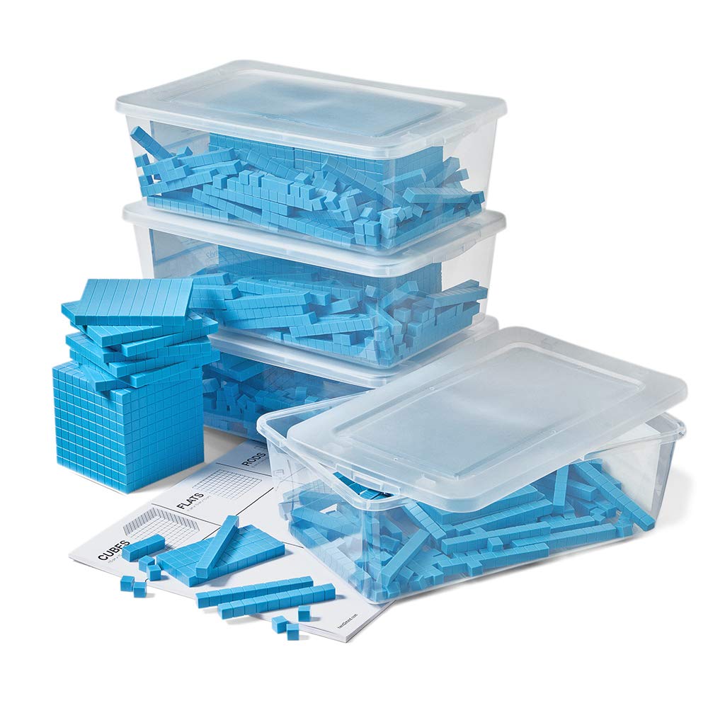 hand2mind Blue Plastic Base Ten Blocks Complete Set, Place Value Blocks, Counting Cubes for Kids Math, Base Ten Blocks Classroom Set, Math Blocks Kindergarten, Base 10 Math Manipulatives (Set of 644)