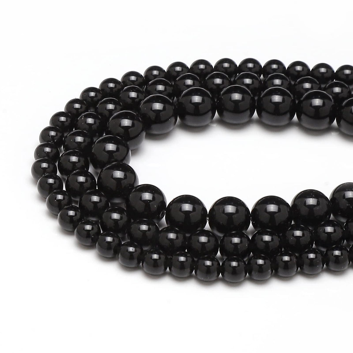 45pcs 8mm Natural Black Onyx Agate Gemstone Beads Energy Healing Crystal Round Loose Stone Beads for Jewelry Making, DIY Bracelets Necklaces