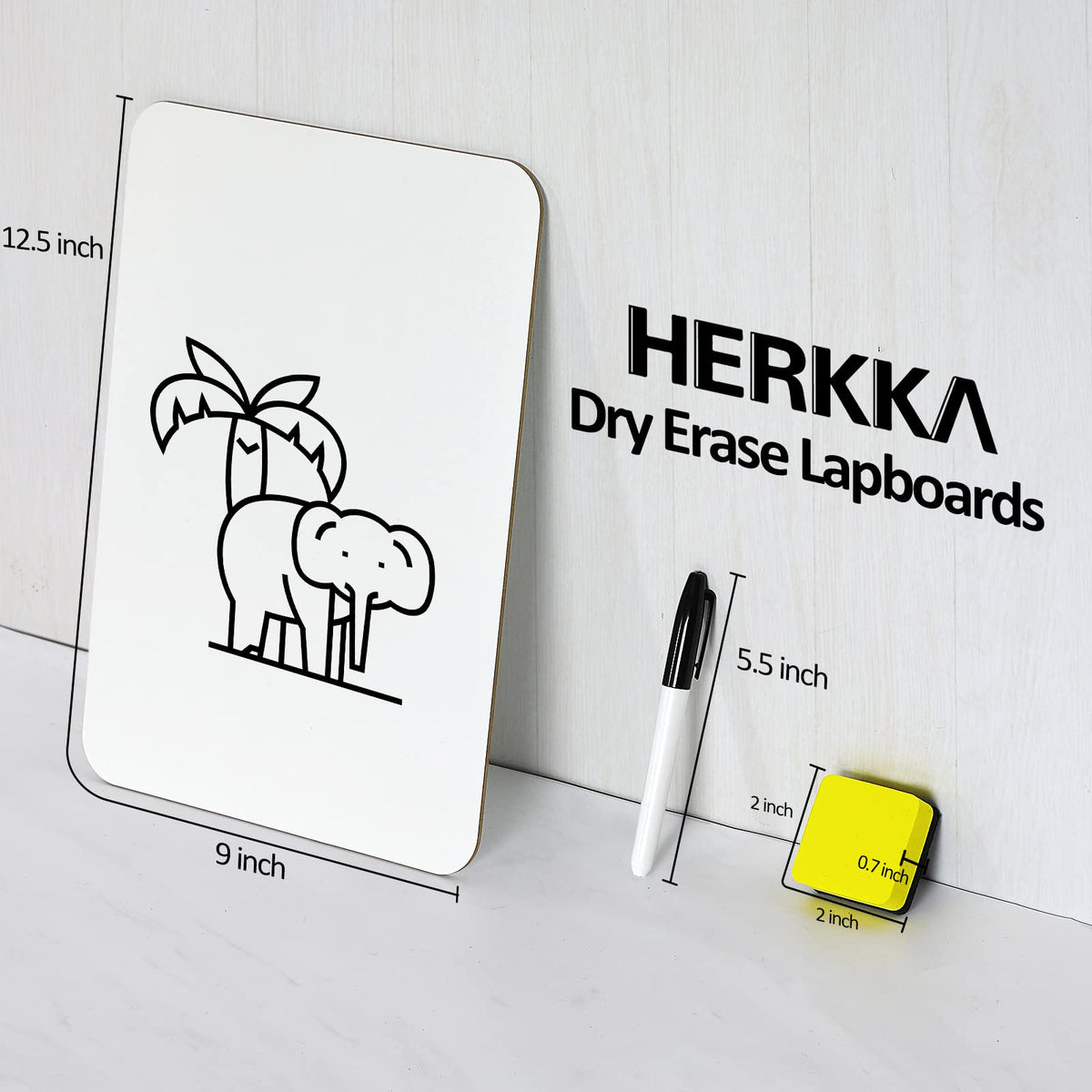 Dry Erase Lapboards, HERKKA 8 Pack Double Sided Dry Erase Lap Boards 9 x 12.5 Inch, 8 Markers, 8 Erasers, Small Dry Erase Boards for Classroom Supplies