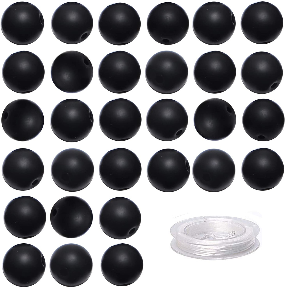 100Pcs Natural Crystal Beads Stone Gemstone Round Loose Energy Healing Beads with Free Crystal Stretch Cord for Jewelry Making (Matte Onyx, 8MM)
