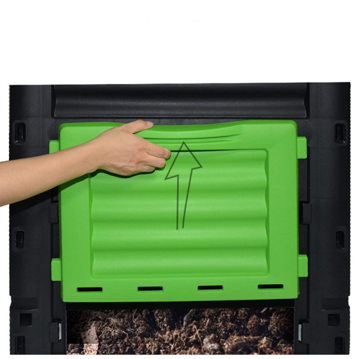 Kitchen Compost Bin, 300L(79 Gallons)Garden Composter Bin Made from Recycled Plastic, Large Compost Bin, Create Fertile Soil, Easy Assembly, Lightweight, Aerating Outdoor Compost Box ,Indoor Compost B