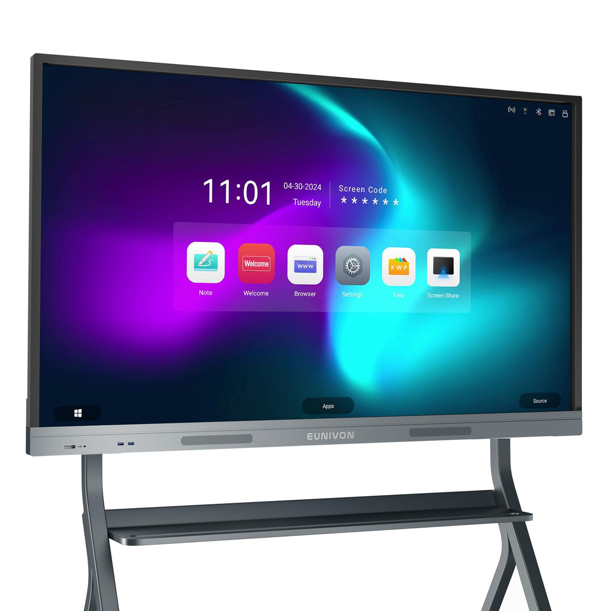 EUNIVON Interactive Whiteboard, 55'' 4K UHD Smart Whiteboard, Interactive Touch Screen Smartboard, Smart Board for Classroom and Business (Wall Mount Included)