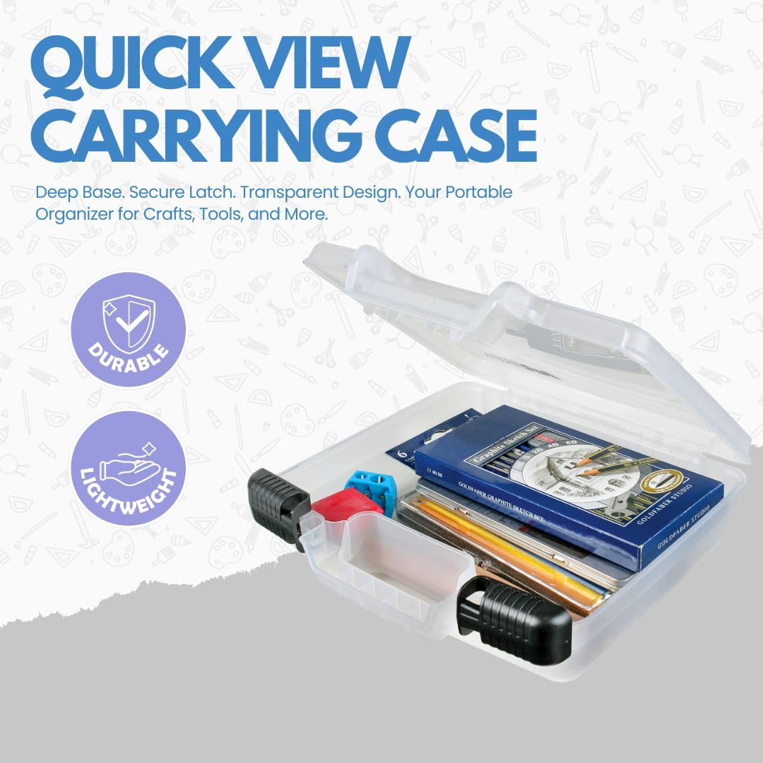 ArtBin 6972AB 10 inch Quick View Deep Base Carrying Case, Portable Art & Craft Organizer with Handle, [1] Plastic Storage Case, Translucent