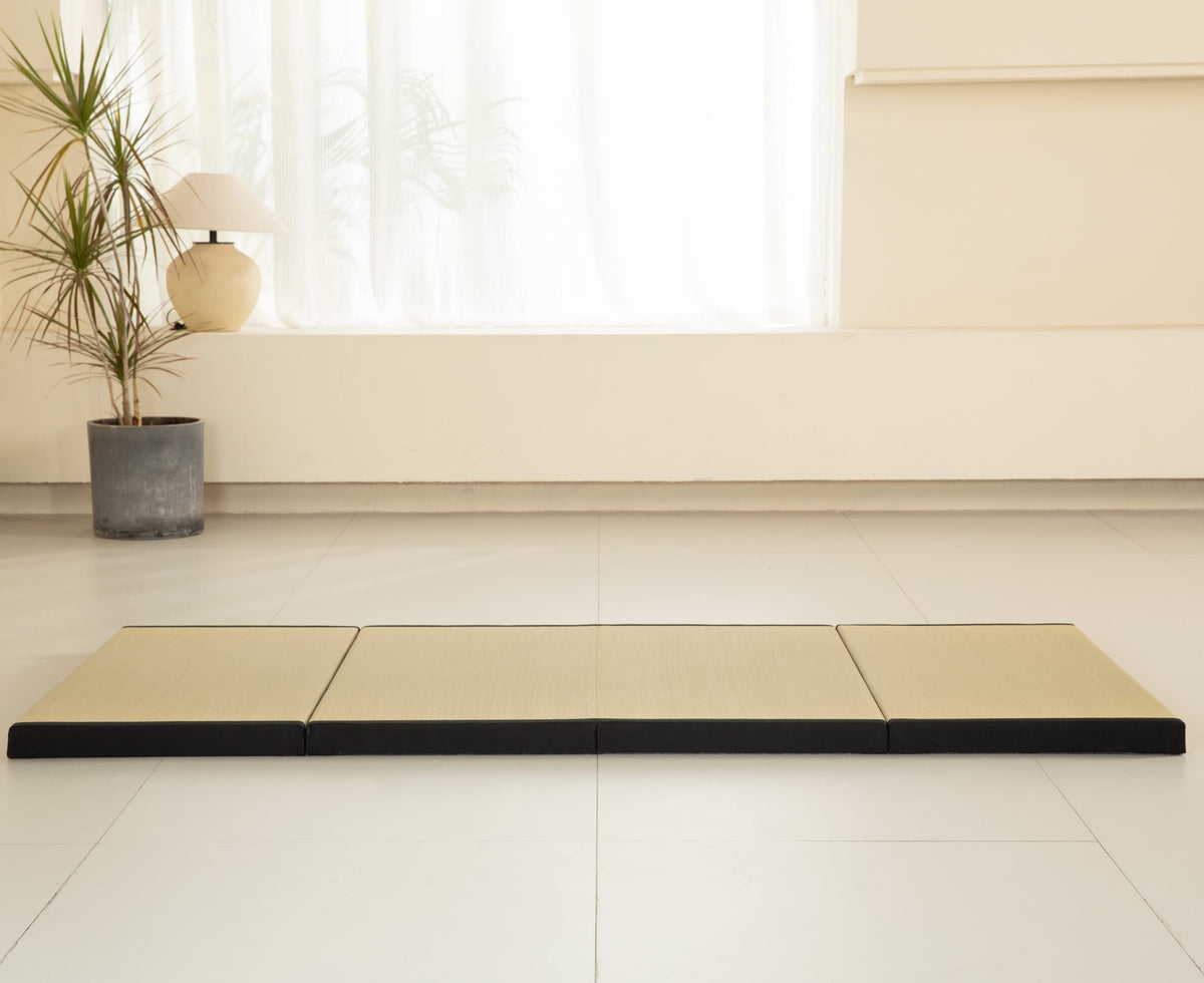 MustMat Thick Tatami Mat Twin XL Floor Mattress Japanese Tatami Bed with Storage Bag 39 x 80 x 2 in (Black)