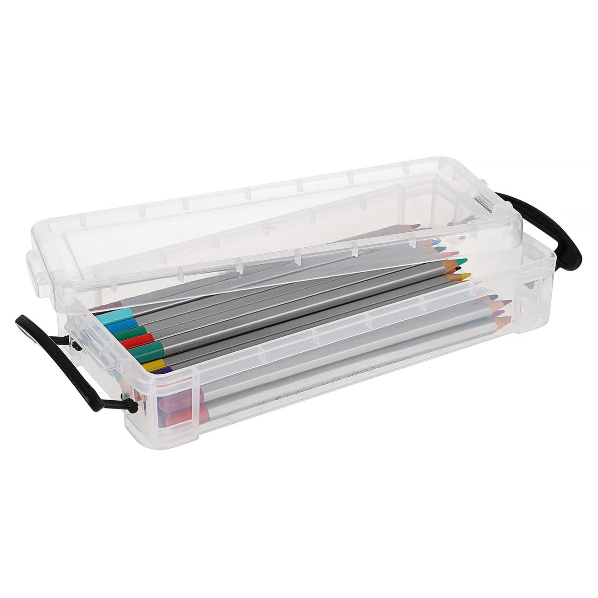 BTSKY Set of 6 Large Capacity Pencil Box, Office Supplies Storage Organizer, Brush Painting Pencils Container for Watercolor Pens and Drawing Tools (Black)