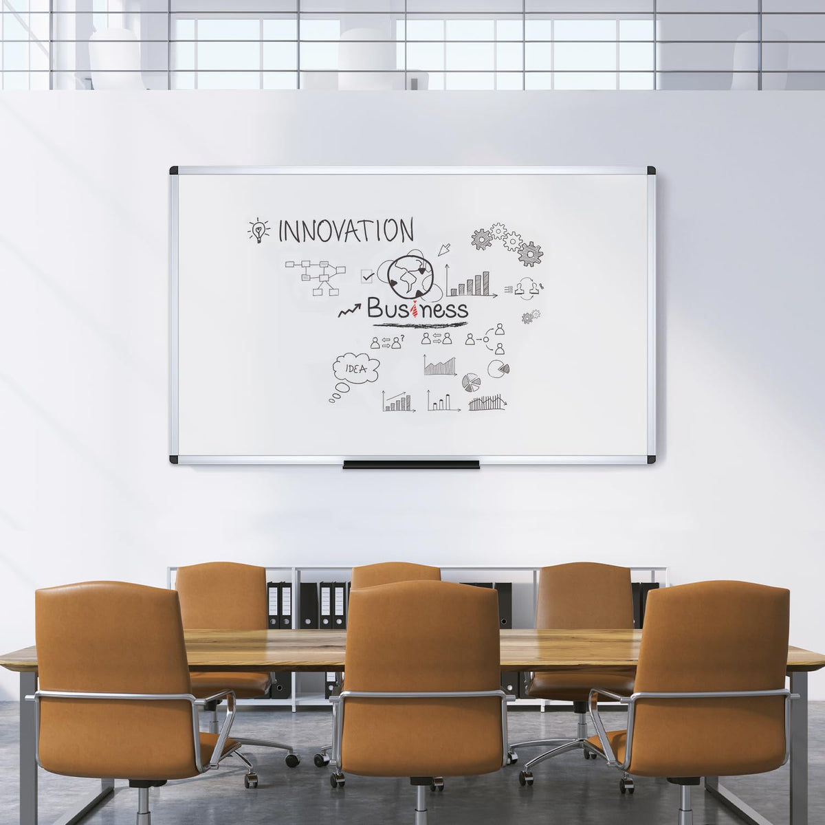 VIZ-PRO Dry Erase Board/Magnetic Whiteboard, 72 x 40 Inches, Large Wall Mounted Board for School Office and Home