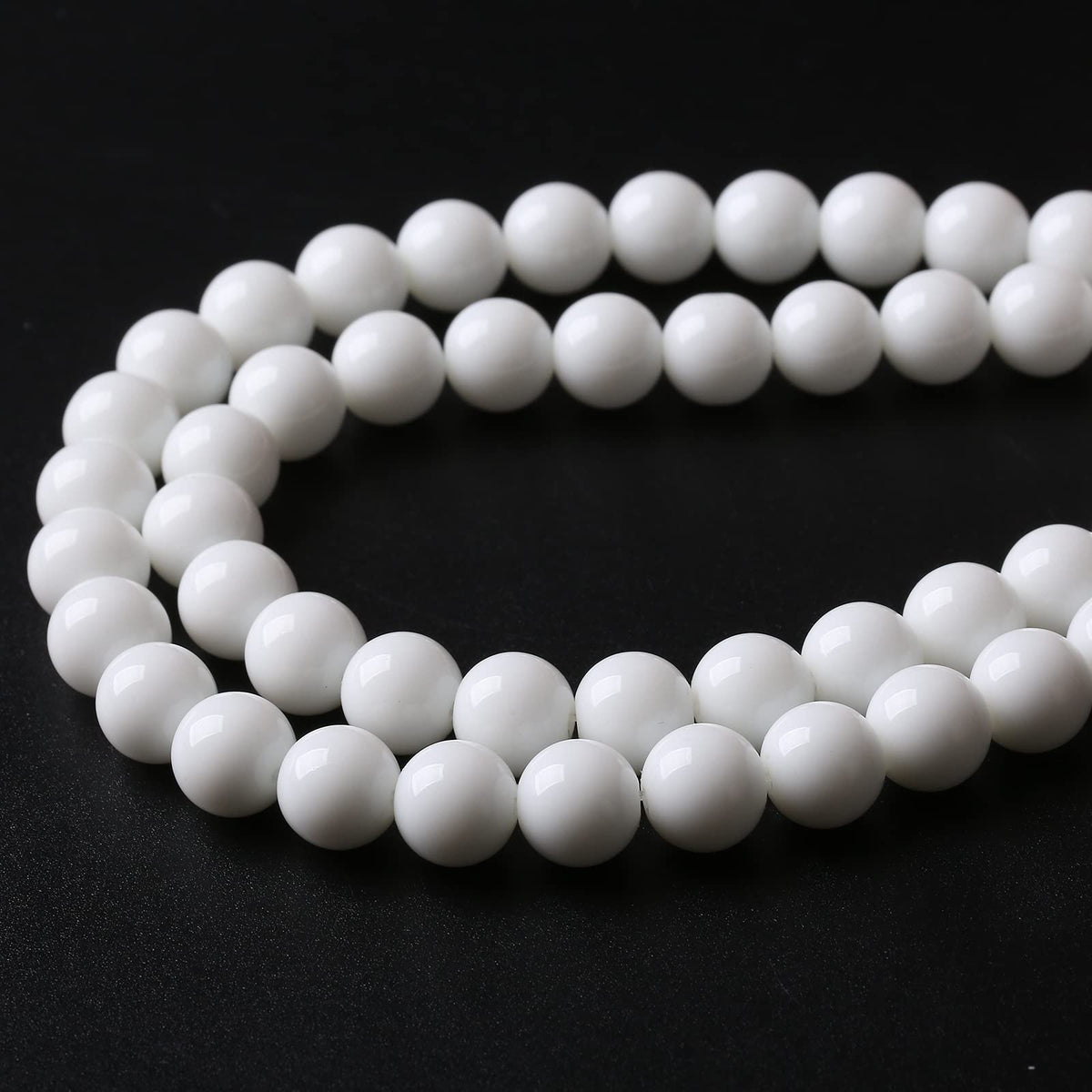 45PCS 8MM Natural White Agate Stone Beads Round Shape Suitable for Jewelry DIY Bracelet 15 Inches