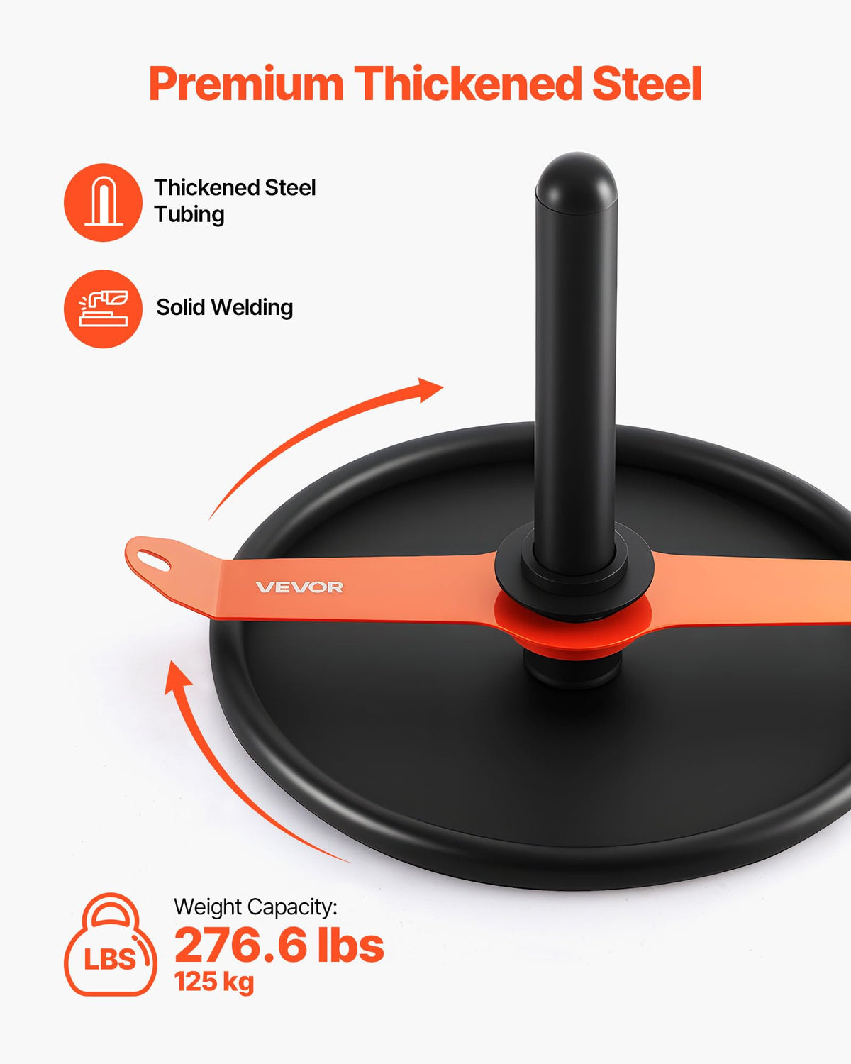 VEVOR Weight Sled, Steel Power Sled, Fitness Strength Training Pull Push Running Sled, Fitness Workout Sled Push Gym Equipment, with Harness, Compatible 2 in Weight Plates, Orange & Black