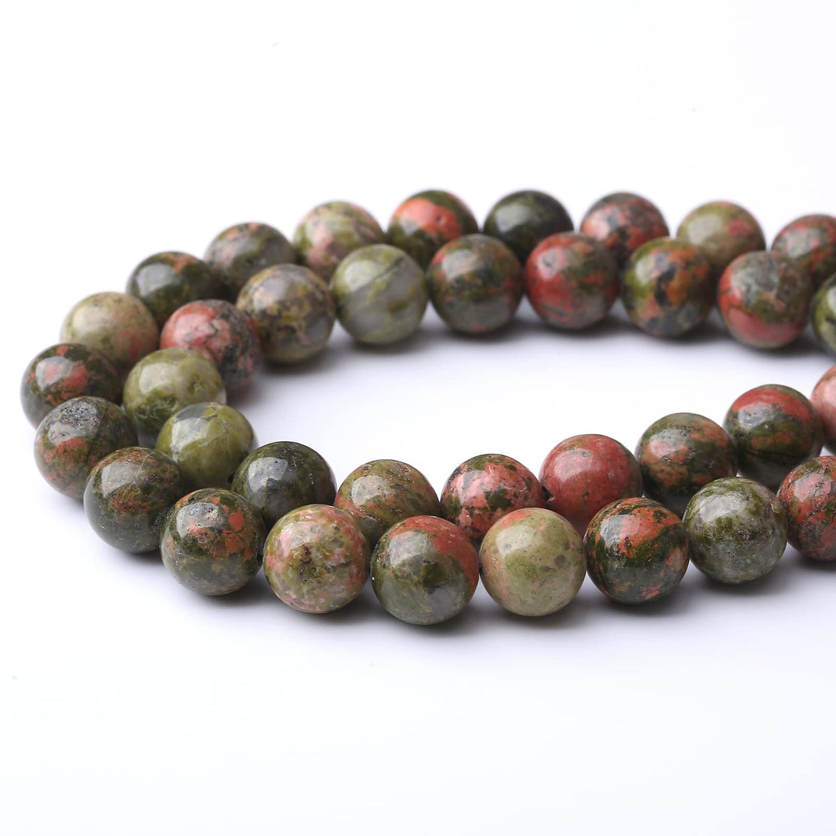 32PCS 12MM Natural Unakite Stone Beads Energy Healing Beads for DIY Jewelry Bracelet Necklace Making for Jewelry Making15Inch
