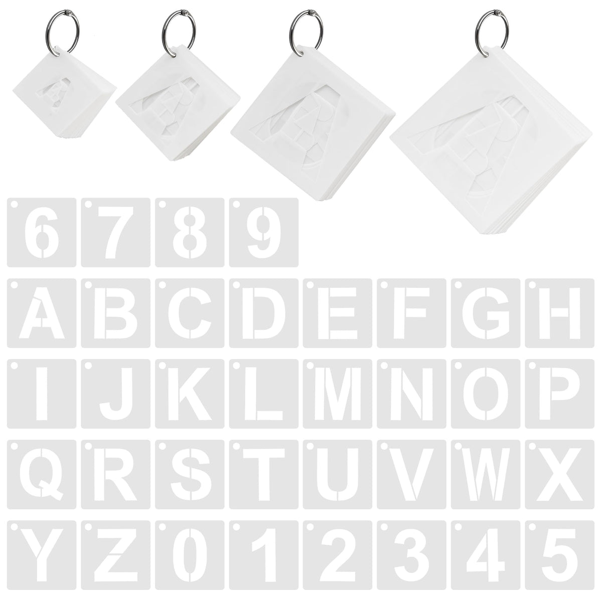 Ayxwkyfc Letter Stencils, 144 Pcs Letter and Number Stencils Set, 4 Sizes for Wood, Walls, Fabric, and DIY Craft Projects, Reusable Plastic Alphabet and Number Templates (1-4 Inch)