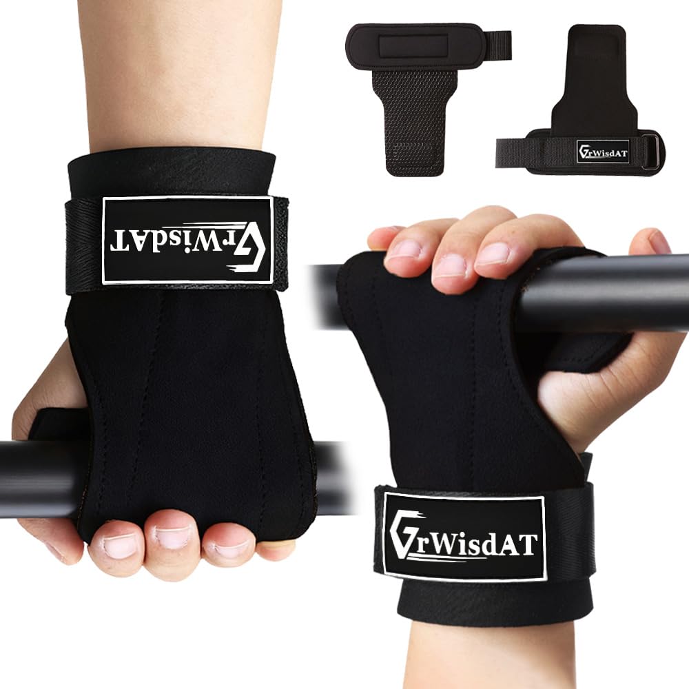 Weight Lifting Wrist Strap, Double Layer Leather Lifting Grips Adjustable Weightlifting Straps for Working Out Pull Up Deadlifting Shrugs (Pair)