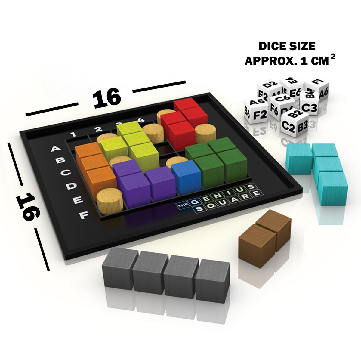 The Genius Square from The Happy Puzzle Company – Game of The Year Award Winner, 60000+ Solutions STEM Puzzle Game. Roll Dice, Race Your Opponent to Fill Grid with Different Shapes!