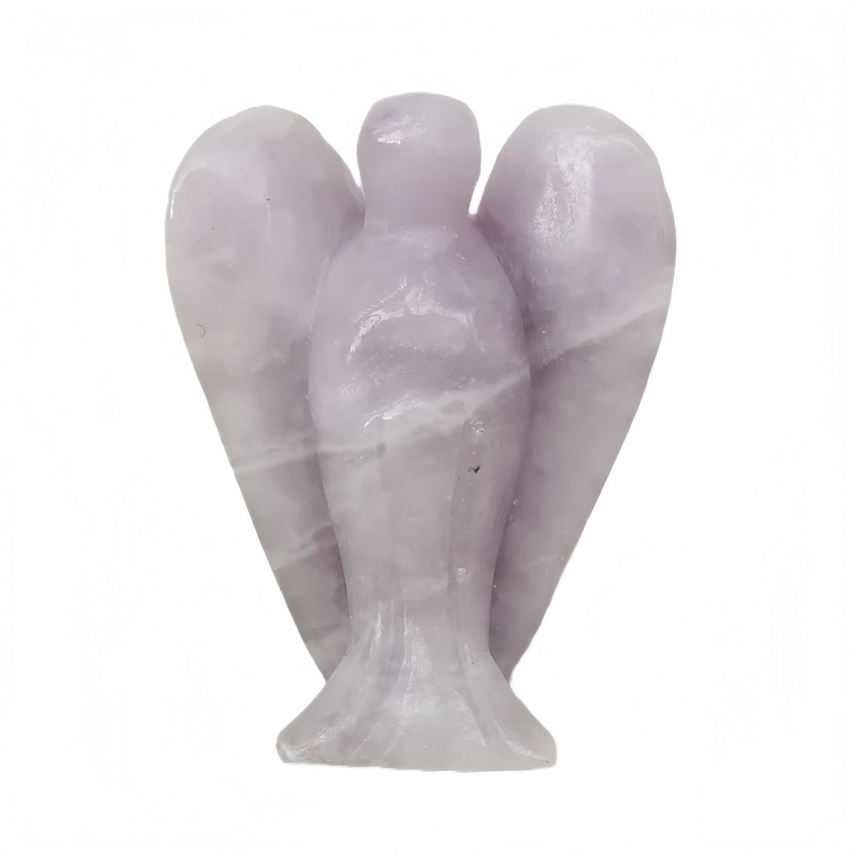 Afucats Natural Purple Lepidolite Healing Guardian Angel Indoor Decorative Stone,1.5 Inches Carving Pocket Palm Statue,Gift for Her Christmas Décor