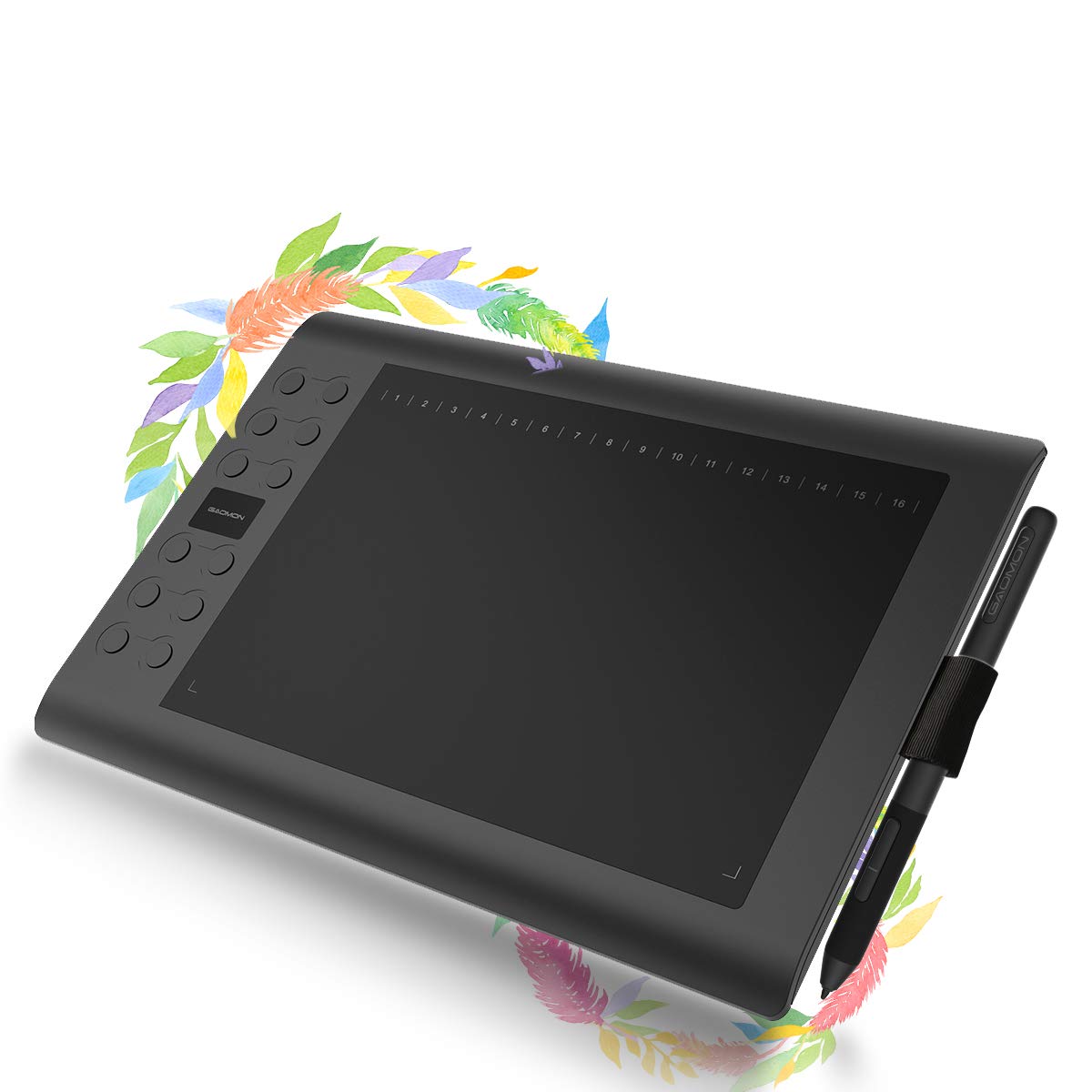 Drawing Tablet GAOMON M106K PRO 10 x 6.25 inches Large Graphic Tablet, Digital Art Tablet Supports Tilt Function with 12 Shortcut Keys, Battery-Free Stylus, Work with Mac, Windows PC & Android