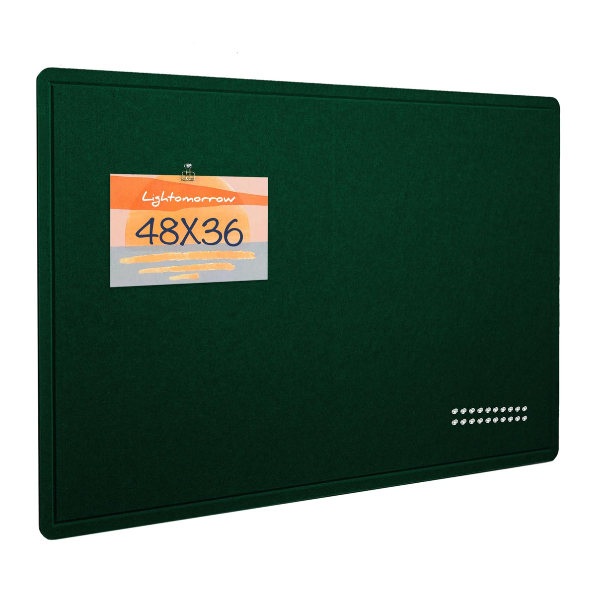 Lightomorrow Large Bulletin Board - 48 x 36 Inches, Decorative Felt Pin Board for Wall - 4' x 3' Foldable Photo Display Board with Self-Adhesive Tape, Includes 20 Push Pins - Dark Green