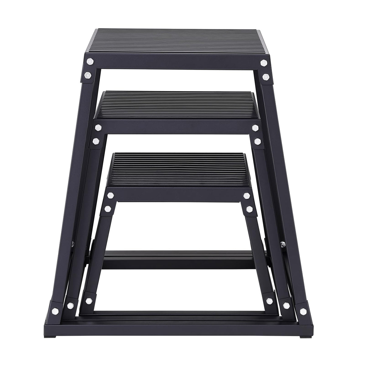 VEVOR Plyometric Platform Box, 12/18/24 Inch Plyometric Jump Box, Fitness Steel Plyo Box for Home Gym Jump Training, Crossfit, Conditioning, Strength Training, Black