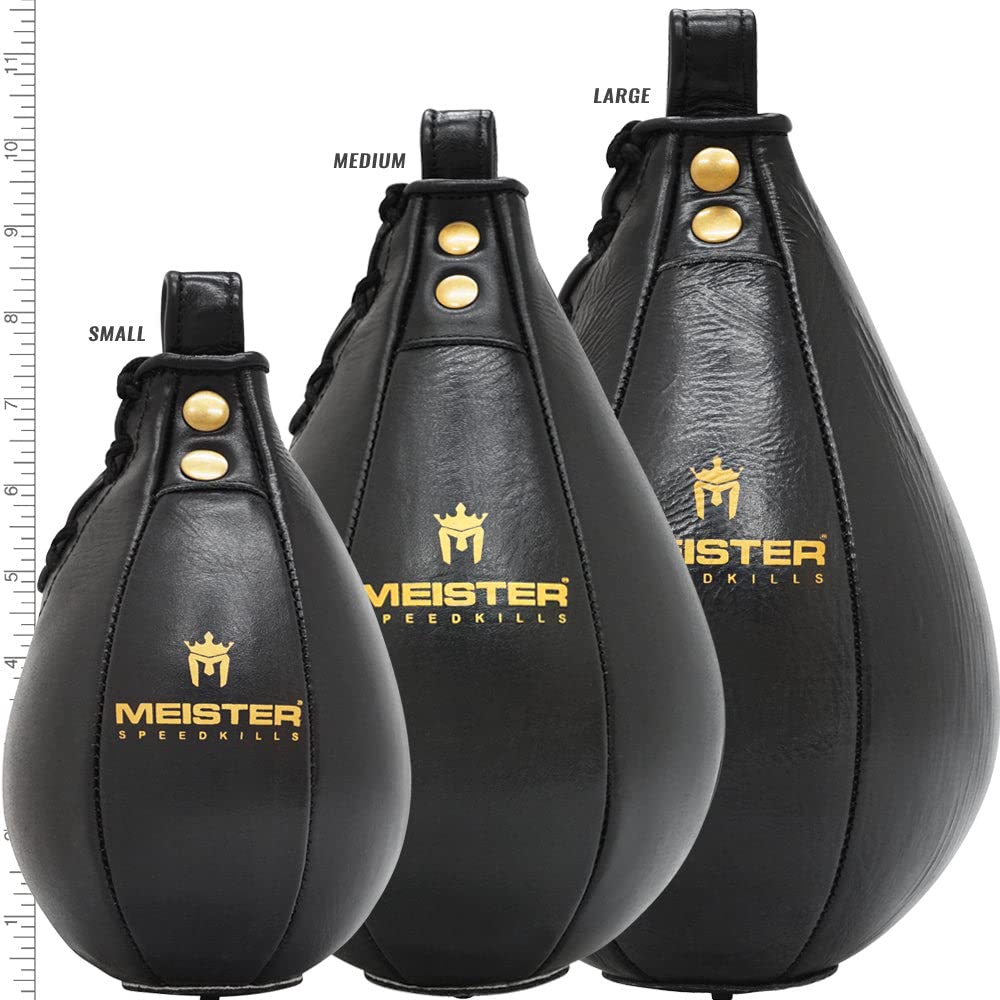 Meister SpeedKills Leather Speed Bag w/Lightweight Latex Bladder - Black - Small (7.5" x 5") (19 cm x 12.7 cm)